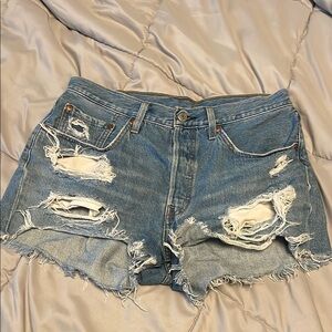 Levi's Light Blue Distressed Jean Shorts